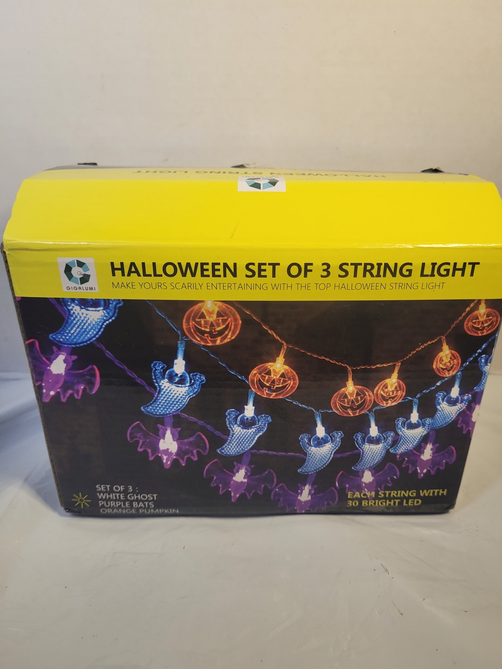 Haloween Set Of 3 String Lights Ghosts Pumpkins Bats (A1)